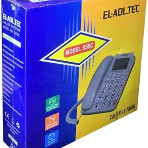 Landline phone (wired), with caller ID display feature, from Al Adl Tech, 555C, black color تليفون ارضى - Image 4