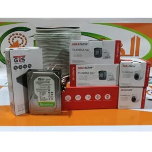 Hikvision Full Security System 4 Camera 2MP DVR 4Ch 500GB0 40M Cable Power Supply سيستم كاميرات هيكفيجين كامل HD - Image 1